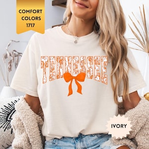 Comfort Colors® Tennessee Floral Toile Shirt, Orange Water Color Coquette Bow, Tennessee Travel Gift, Tennessee Game Day, Southern T-shirt