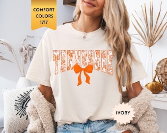 Comfort Colors® Tennessee Floral Toile Shirt, Orange Water Color Coquette Bow, Tennessee Travel Gift, Tennessee Game Day, Southern T-shirt