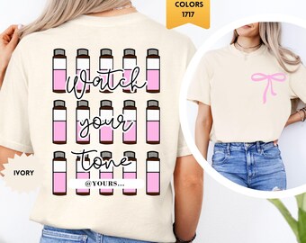 Comfort Colors® T-Shirt für Friseure, „Achte auf deinen Farbton“-Shirt, Kosmetik-T-Shirt, Friseur-Shirt