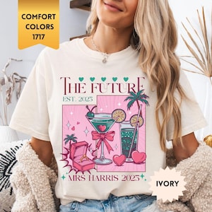 Custom Future Mrs. Shirt, Personalized Bride To Be Comfort Colors® Tee, Newly Engaged Gift for Fiancee Shirt, In My Engaged Era Shirt