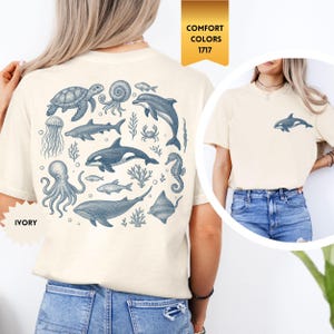 Comfort Colors® jaren 90 zeedieren T-shirt, oceaandieren shirt, retro Sea Life T-shirt, zeedieren shirt, retro zomer shirt, vintage vis shirt