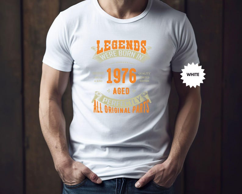 Custom Vintage Legends Were Born in 1976 Shirt For Men, 50th Birthday Gifts, 50 Birthday Shirt, 50th Gifts Ideas For Him, Birthday Party Tee image 3