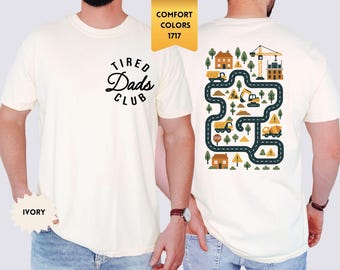 Comfort Colors® Müde Dads Club Shirt, Konstruktion Papa Shirt, Rennbahn Tshirt, Vaterschaft T-Shirt
