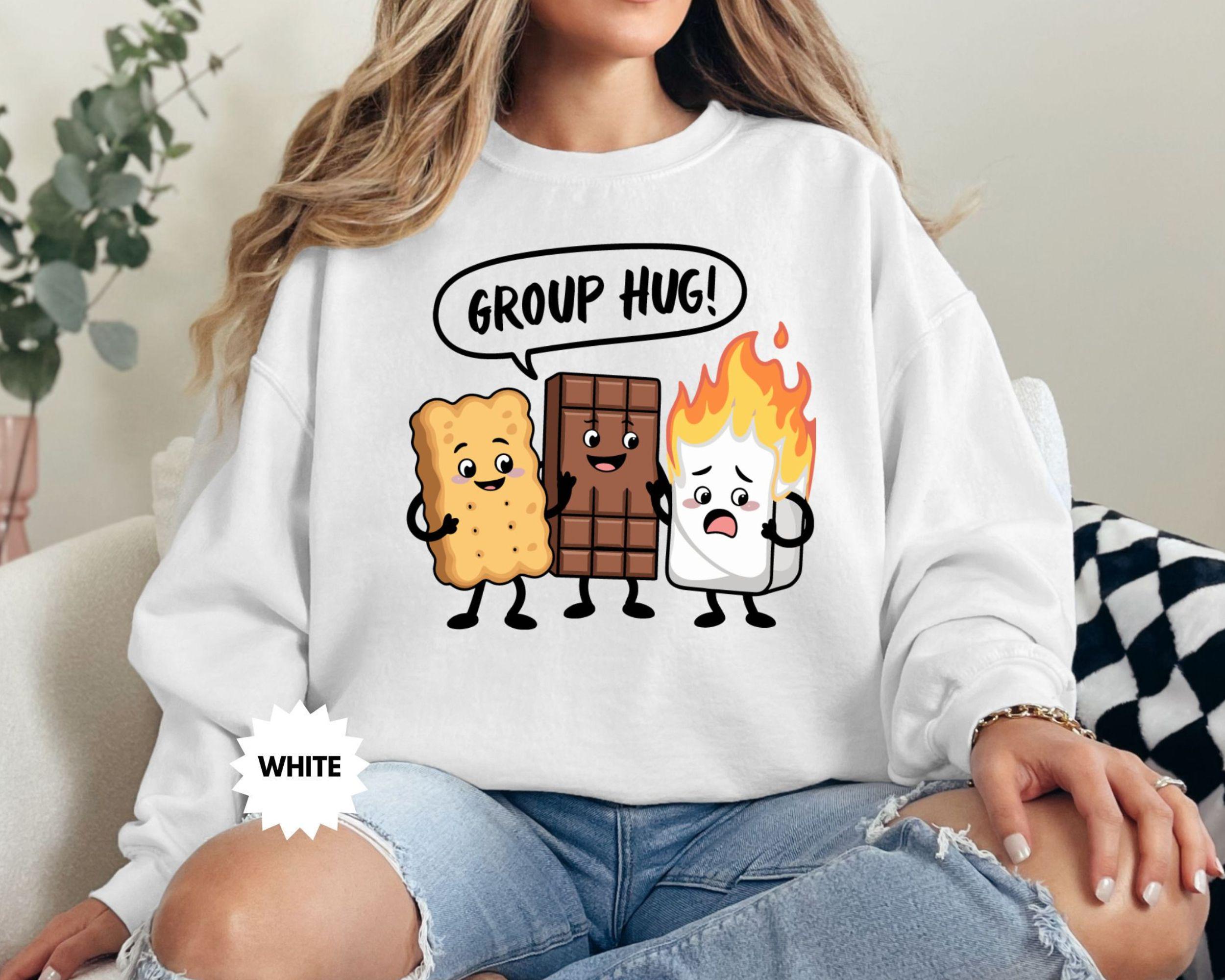 Funny Camping Lover Sweatshirt, Nature Lover Sweatshirt, Outdoor Camping Sweatshirt, Funny Group Hug Smores Camping , Funny Marshmallow