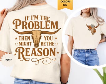 Comfort Colors „Wenn ich das Problem bin“-Shirt, Country-Musik-Konzert-Shirt, Retro-Western-T-Shirt