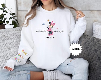 Custom Mama Mouse Sweatshirt, Disney Mama Est 2026 Sweater with Kids Names, Personalized New Mom Hoodie, Mothers Day Gift, Minnie Mama Shirt