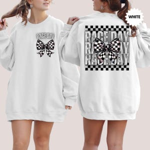Race Day  Sweatshirt, Racing Bow Sweatshirt, Racing Sweatshirt, Dirt Track Hoodie, Race Day Sweatshirt, Race Lover Gift, Race Mom Sweatshirt