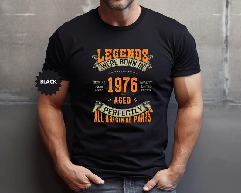Custom Vintage Legends Were Born in 1976 Shirt For Men, 50th Birthday Gifts, 50 Birthday Shirt, 50th Gifts Ideas For Him, Birthday Party Tee image 2