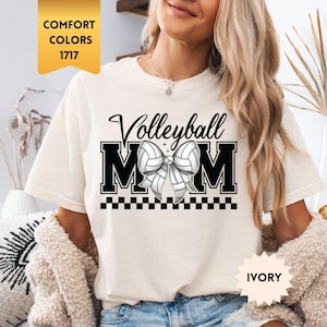 Comfort Colors® Volleyball Mom T-shirt, Coquette Volleyball Shirt, Volleyball Bow Tee, Game Day Tee, Trendy Mother Day Gift,Sports Mom Shirt