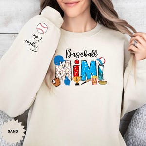 Personalized Baseball Grandma Sweatshirt, Baseball Nana Sweatshirt, Custom Mimi Sweatshirt With Grandkids Name, Sport Gift for Grandma