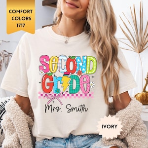 Custom Second Grade Teacher Comfort Colors® Shirt, Second Grade Teacher Shirt, Personalized 2nd Grade Teacher Gift, Back to School Teach