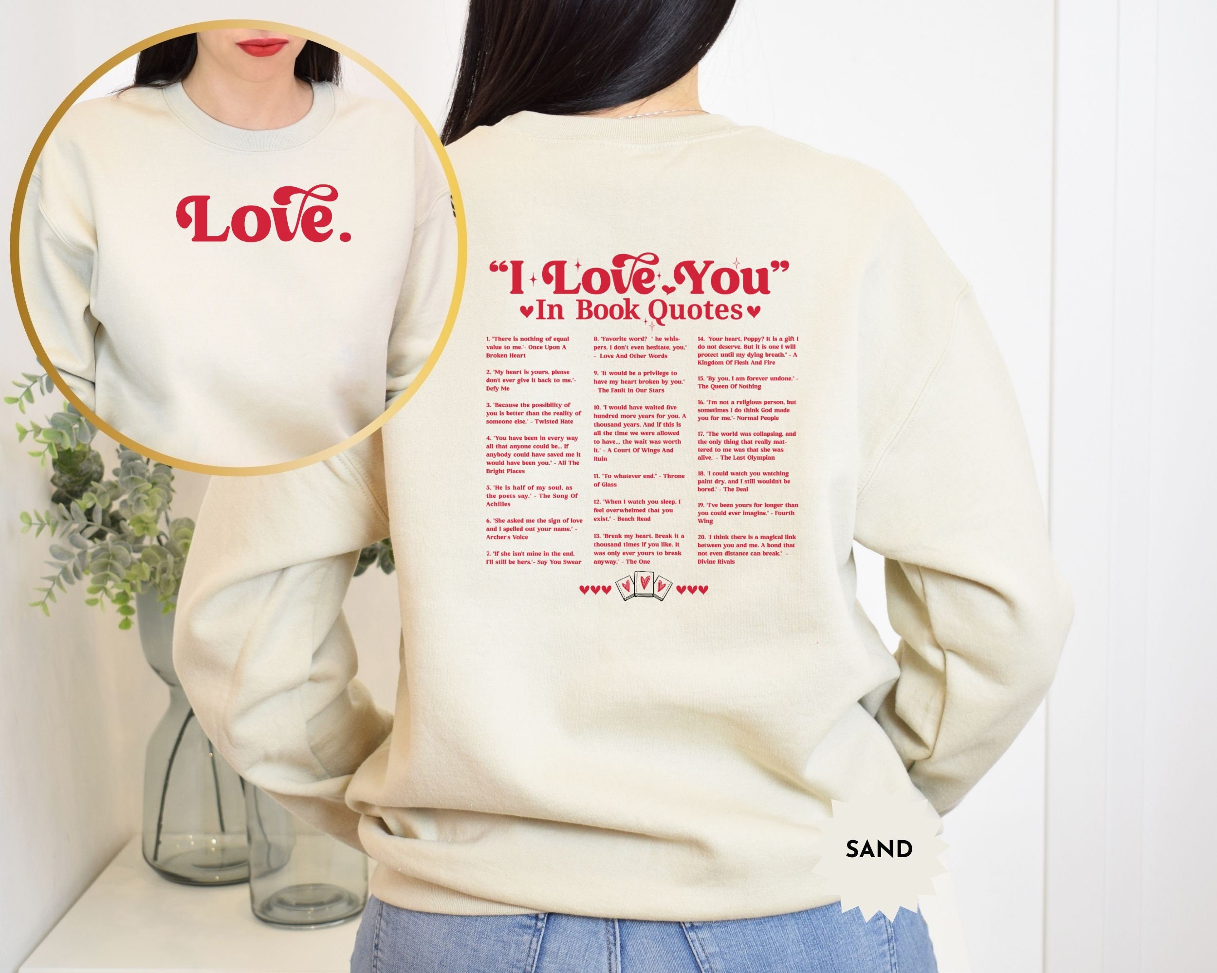 I Love You in Book Quotes Sweatshirt, Book Lover Graphic Tee, Gift 