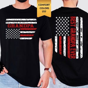 Comfort Colors Personalized Grandpa Shirt, Custom Papa Flag Shirt with Kids Name, Fathers Day Gift for Grandpa from Grandkids,New Papa Shirt