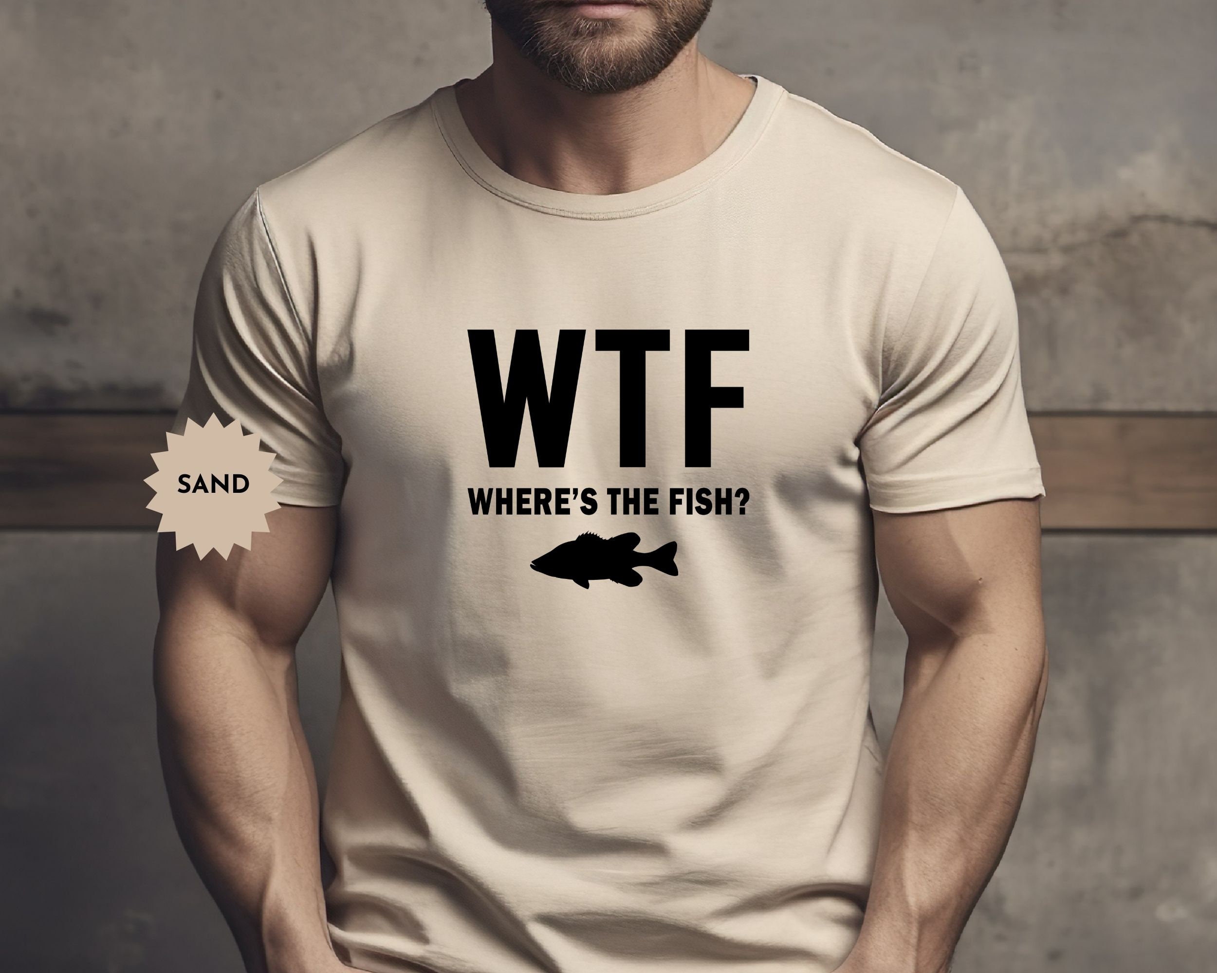 Worldoftshirts Fish WTF: Where's the Fish, Mens Fishing T Shirt, Funny Fishing Shirt ...