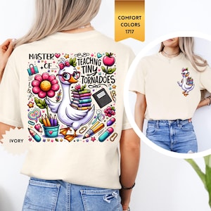 Camiseta fofa para professora do ensino fundamental Comfort Colors®, camiseta para professora Silly Goose, presente para professora de jardim de infância, presente para o dia dos professores