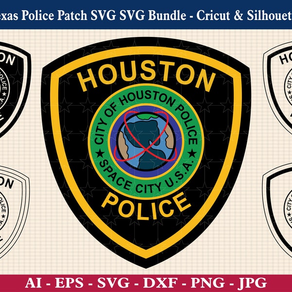 Houston Texas Police Patch SVG Bundle, Houston Police Badge vector, Houston Police Department Patch Clipart, Cricut & Silhouette Cut Files