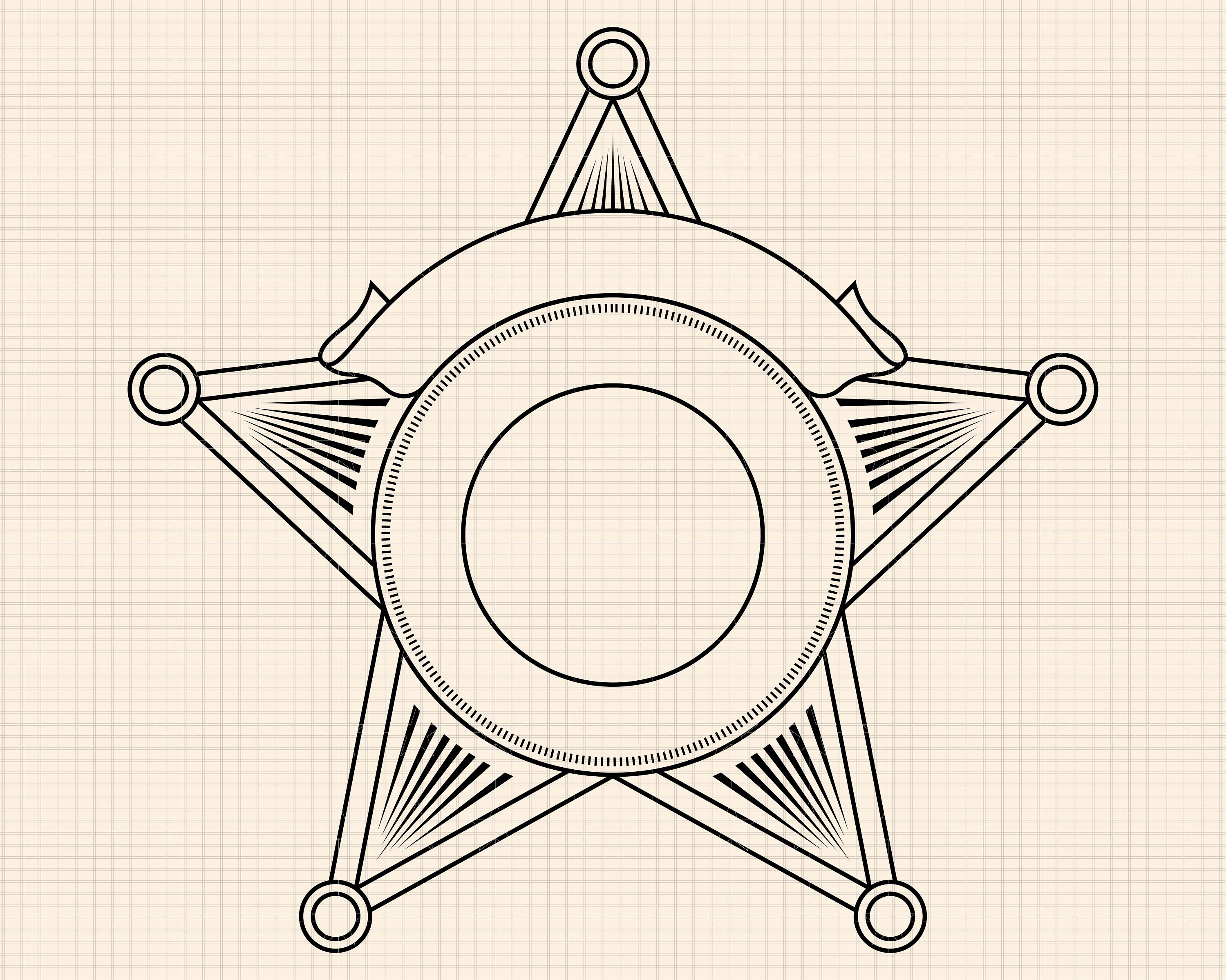 Sheriff Badge Template SVG Bundle, Five Point Star (digital Download ...