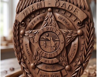 マイアミ・デイド警察バッジ3Dモデル、監督官記章（STLファイル