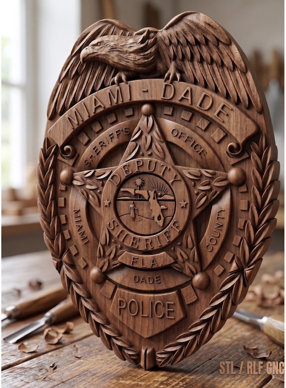 マイアミ・デイド警察バッジ3Dモデル、監督官記章（STLファイル