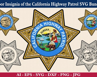 Insegne della porta del pacchetto SVG della California Highway Patrol, sigillo della California Highway Patrol SVG, logo CHP, Cricut e Silhouette Cut File