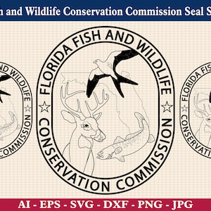 Florida Fish and Wildlife Conservationbereits Siegel SVG, FWC Abzeichen svg, Florida Fisch und Wildtiere Emblem, Cricut & Silhouette Cut Files