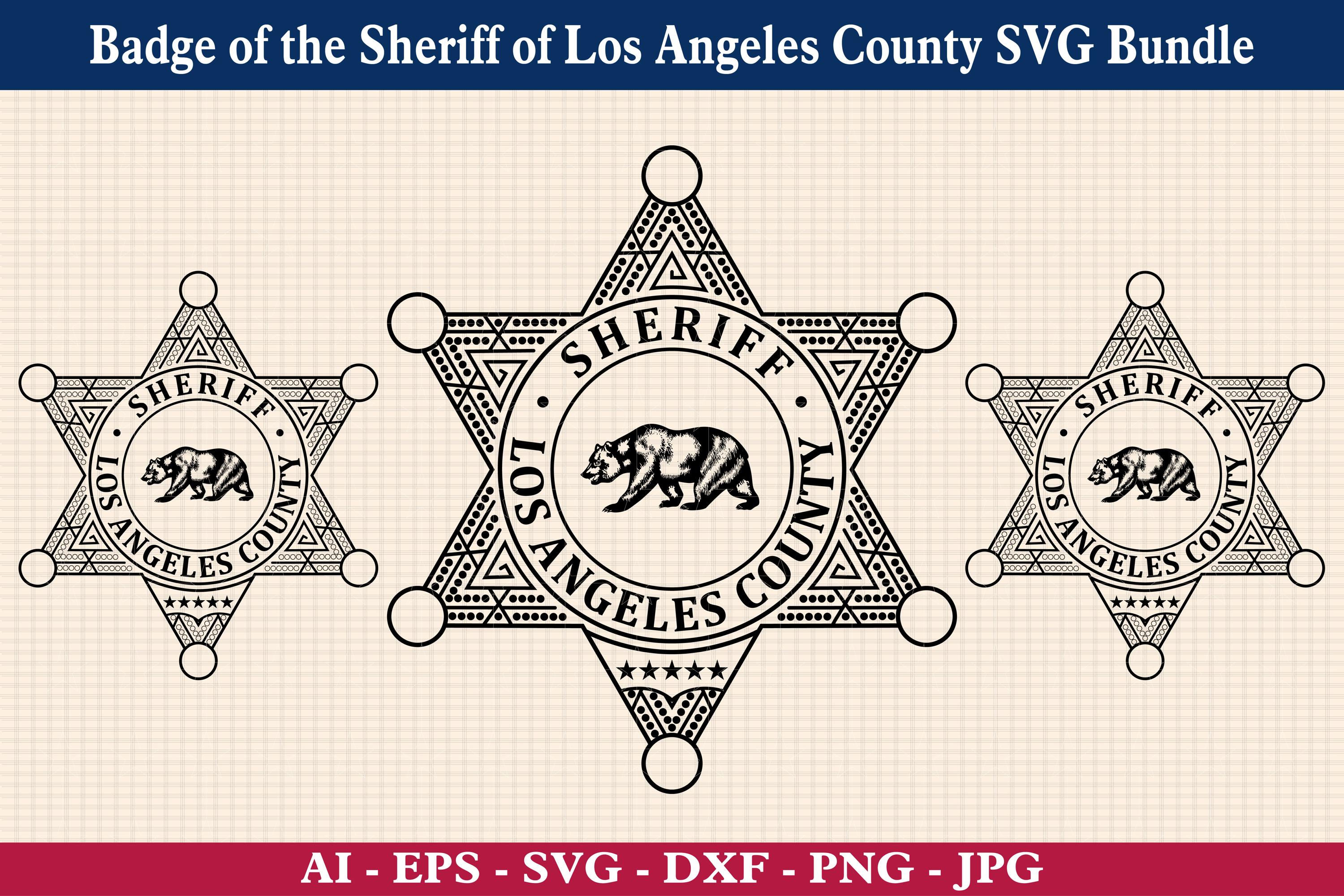 ロサンゼルス郡保安官バッジ SVG バンドル、ロサンゼルス郡保安官
