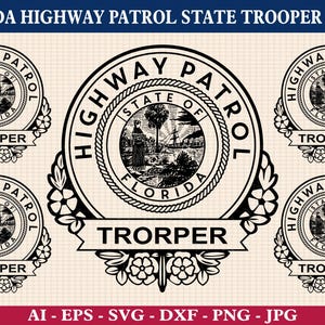 Florida Highway Patrol State Trooper Badge SVG Bundle, Florida Highway Patrol Insignia Vector, FHP Emblem SVG, Cricut & Silhouette Cut Files