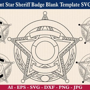 Five Point Star Sheriff Badge Blank Template SVG Bundle, Sheriff Badge Vector, Sheriff Deputy Badge Emblem Svg, Cricut & Silhouette Cut File