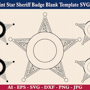 Five Point Star Sheriff Badge Blank Template SVG Bundle, Sheriff Badge Vector, Sheriff Deputy Badge Emblem Svg, Cricut & Silhouette Cut File
