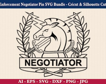 Épinglette du négociateur des forces de l'ordre, logo de négociation de crise policière, négociateur d'otages, négociateur d'otages HNT, fichiers de coupe Cricut & Silhouette