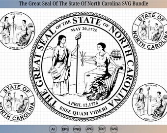 North Carolina State Seal SVG-paket, Cricut Cut-fil (digital nedladdning)