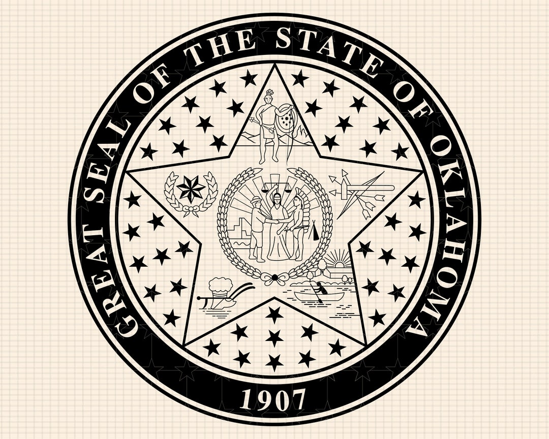Seal of Oklahoma SVG Bundle, State Emblem Vector Cut Files (digital ...