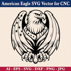 American Eagle SVG Vector for CNC, Laser, and Cricut – Patriotic USA Bald Eagle Design for Engraving & Printing, Eagle and Flag Svg, Eagle
