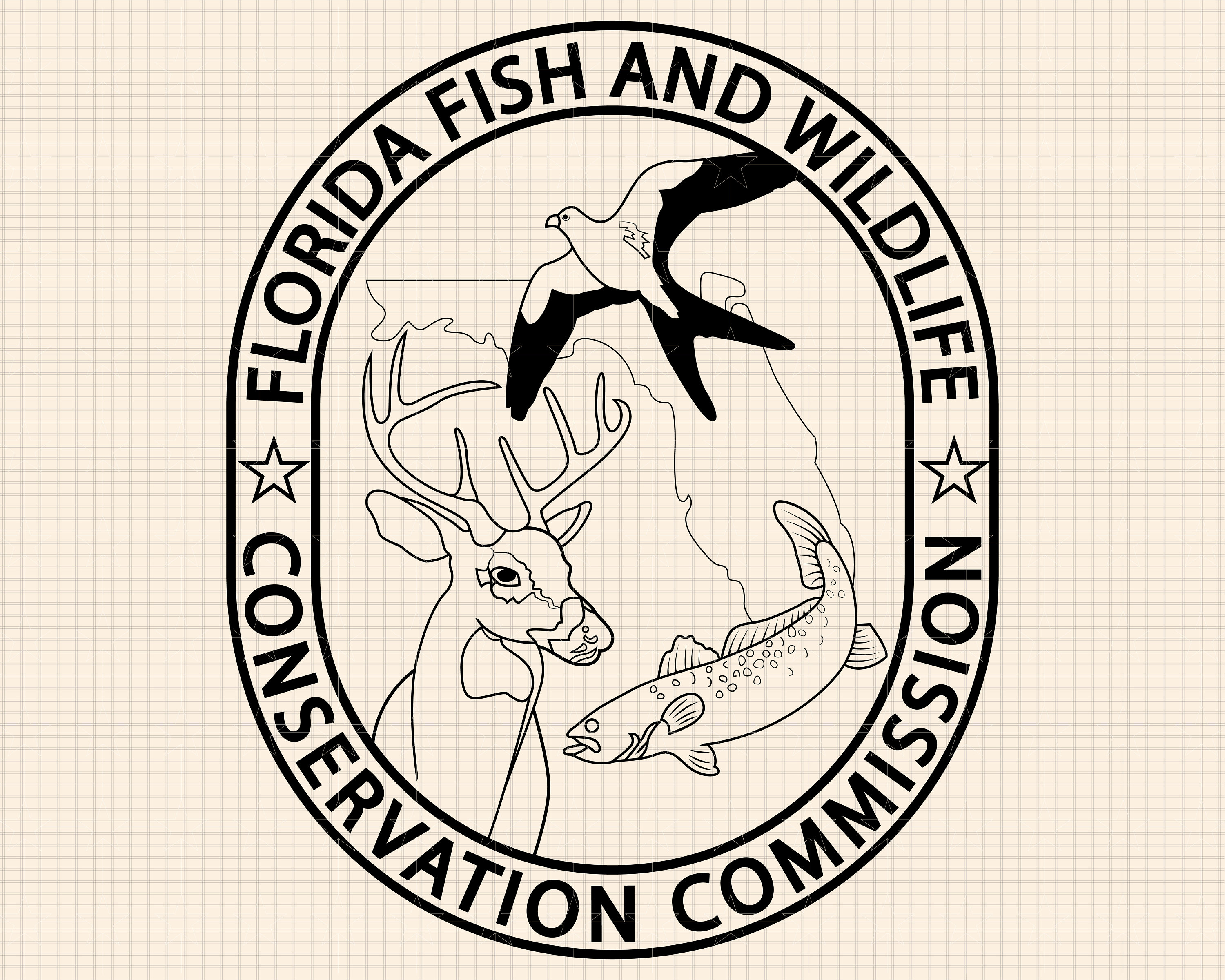 Florida Fish and Wildlife Conservation Commission Seal SVG, FWC Badge
