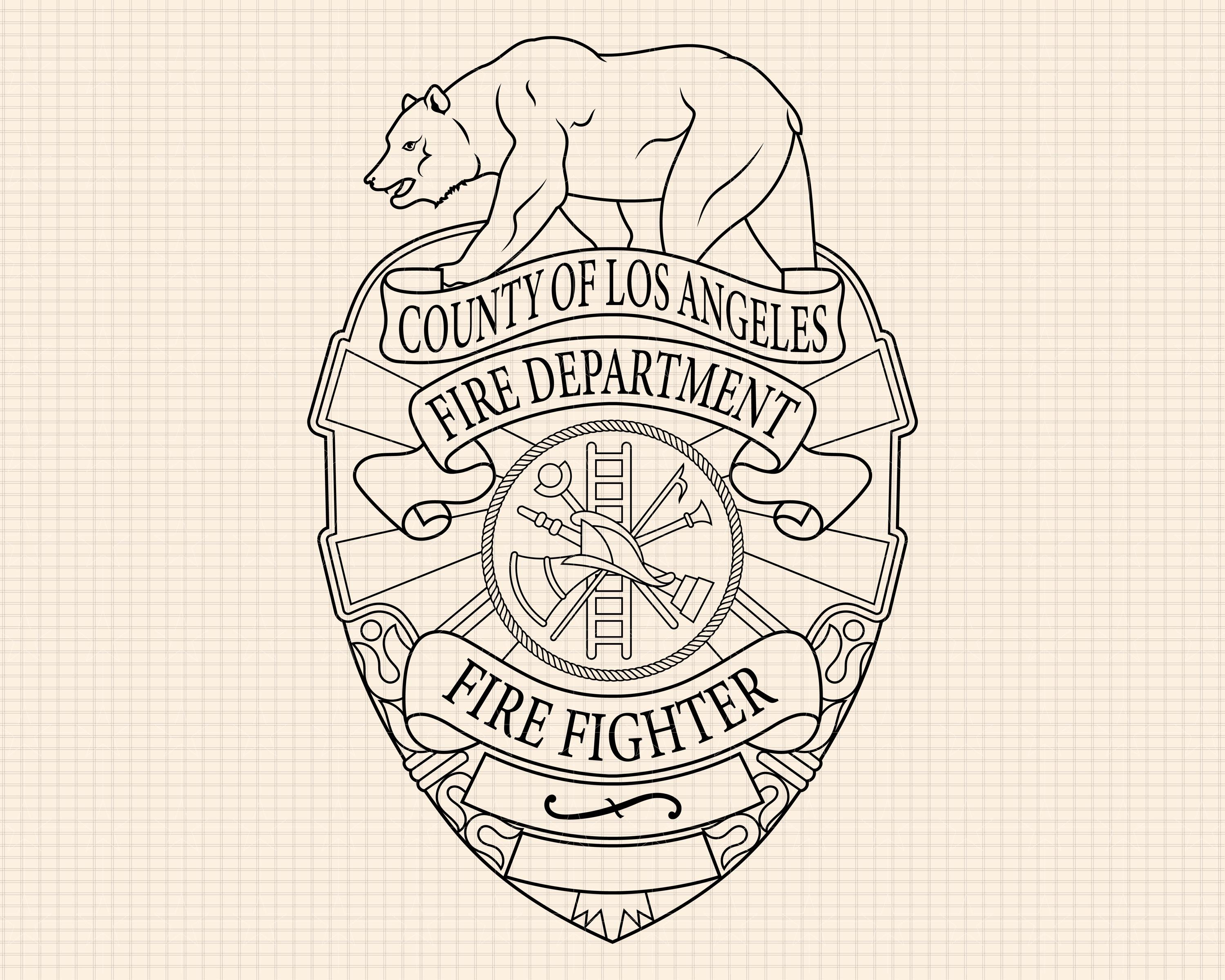 Los Angeles Fire Department Badge SVG, Firefighter Insignia Vector