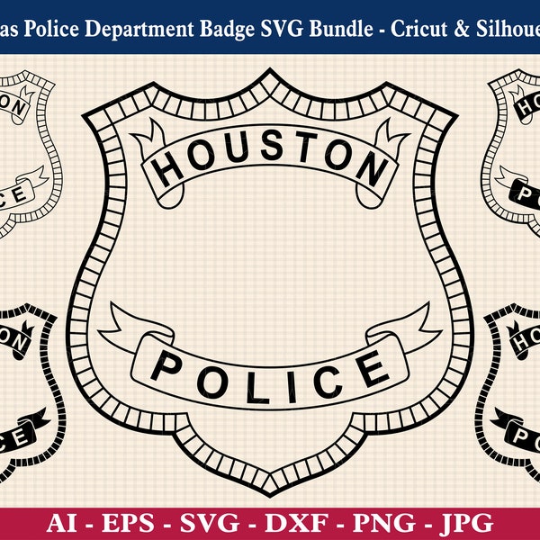 Houston Texas Police Department Badge SVG Bundle, Houston TX Police Badge, Law Enforcement Officer Logo svg, Cricut & Silhouette Cut Files