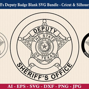 Texas Sheriff&#39;s Deputy Badge Blank SVG Bundle, Police Badge Logo, County Sheriff Star Badge, Law Enforcement, Cricut & Silhouette Cut Files