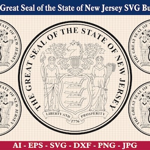 New Jersey Siegel SVG-Bundle, Staatswappen, Schnittdateien