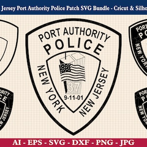 New York New Jersey Port Authority Police Patch SVG Bundle, NYNJ PA 9-11 Logo Law Enforcement Badge Vector, Cricut & Silhouette Cut Files