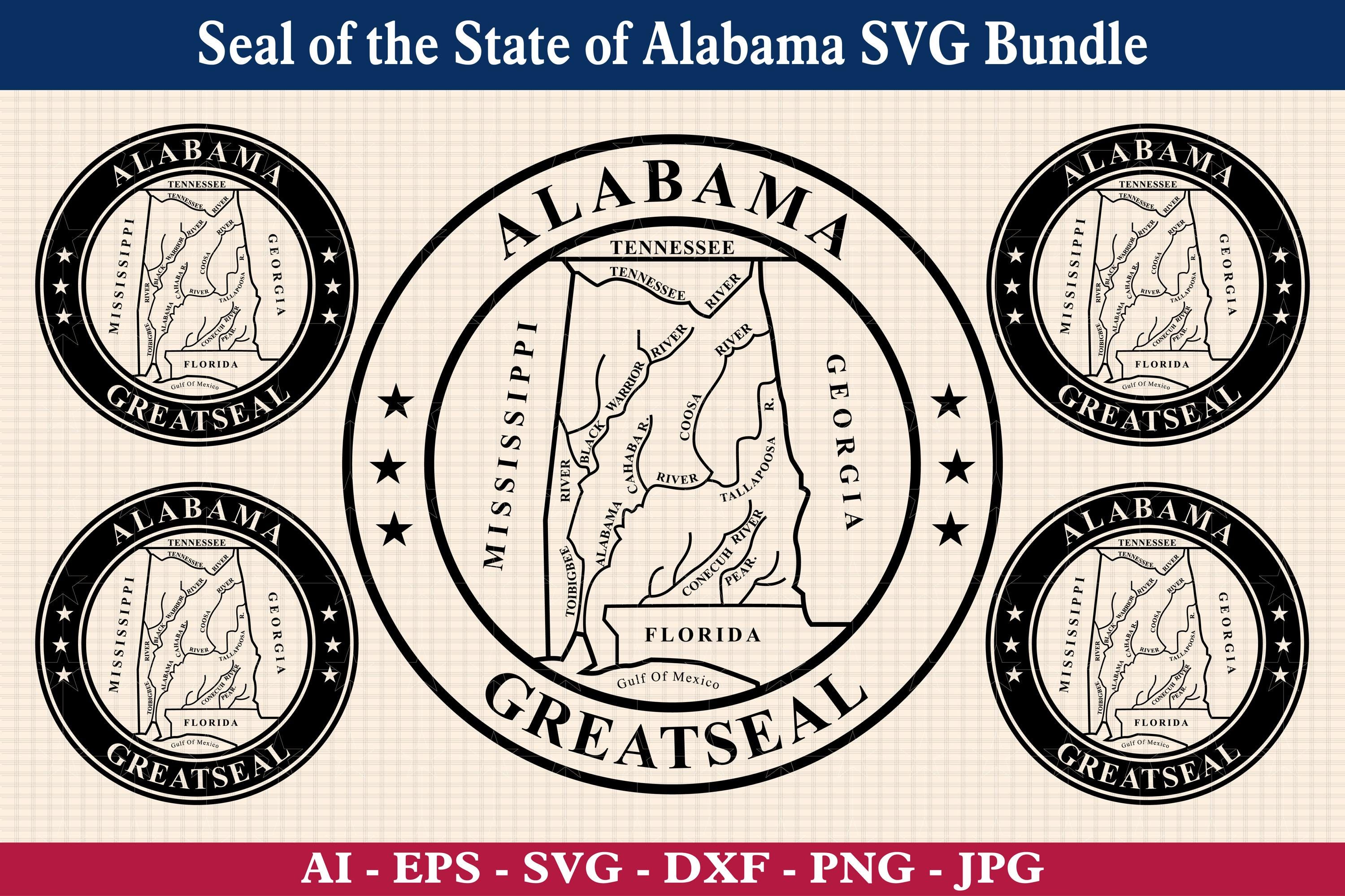 Seal of the State of Alabama SVG Bundle, Alabama Great Seal, Alabama ...