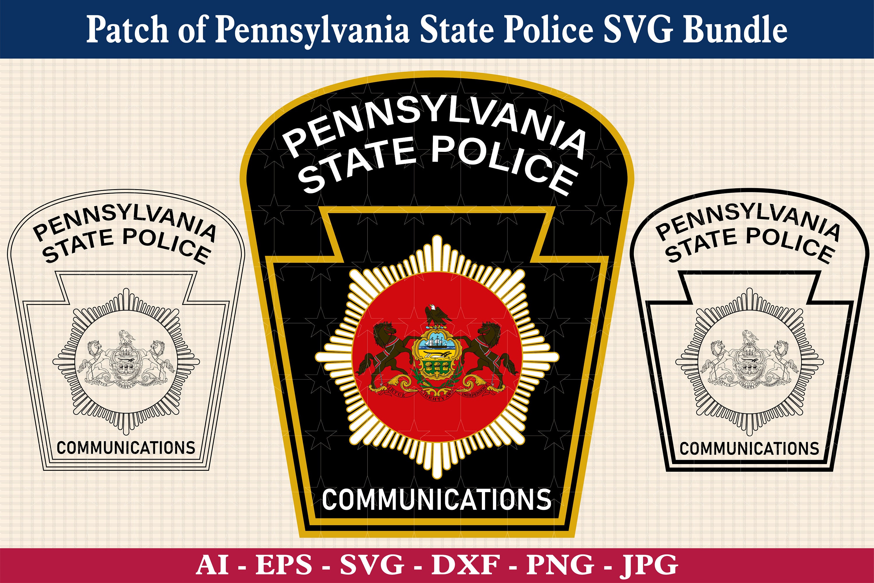 Patch of Pennsylvania State Police SVG Bundle, Pennsylvania