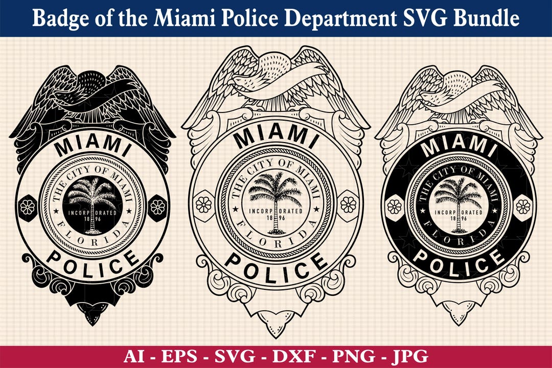 マイアミ警察署のバッジ SVG バンドル、MPD 警官のバッジ ベクター