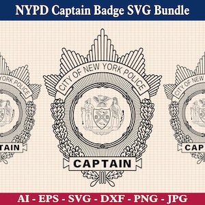 NYPD Captain Badge Svg-bundel, New York Police Department embleem Svg, Captain NYPD Insignia Svg, NYPD Captain, Cricut & Silhouette Cut-bestanden
