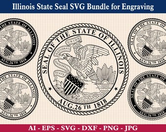 Vintage Illinois State Seal SVG Bundle – Vector Cut Files