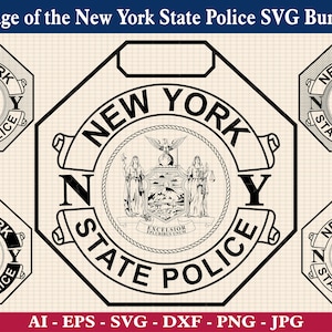Badge van de New York State Police SVG bundel, NYSP badge SVG, NY State Police Department embleem SVG, Cricut & silhouet snijden bestanden