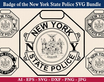 Badge van de New York State Police SVG bundel, NYSP badge SVG, NY State Police Department embleem SVG, Cricut & silhouet snijden bestanden