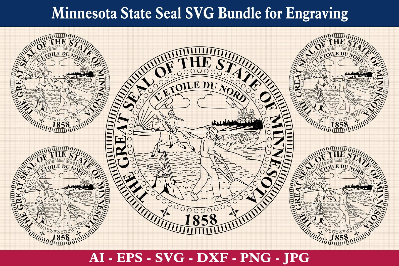 Minnesota State Seal SVG Bundle – Vintage Vector Cut Files - Etsy