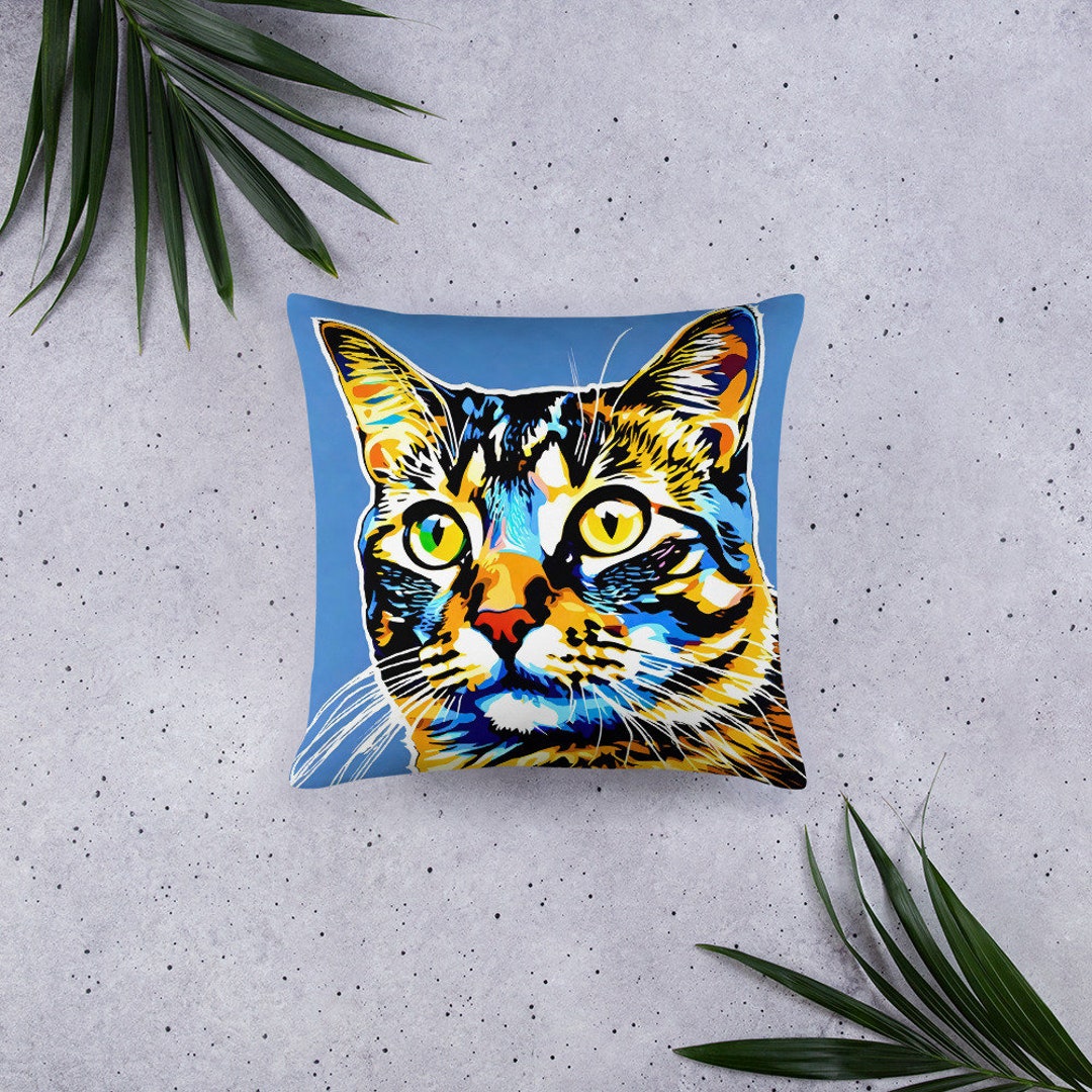 Basic Pillow Tabby Cat Pop Art Etsy