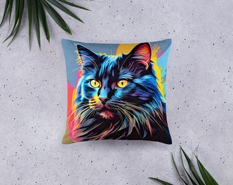 Basic Pillow - Cat Pop Art