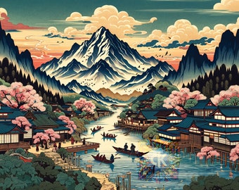 Katsushika Hokusai Print, Peonies and Canary Poster, Ukiyoe Art, Japanese Print, Hokusai Art Print, Wall Art Poster Print